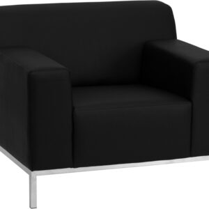 Wholesale HERCULES Definity Series Contemporary Black Leather Chair with Stainless Steel Frame