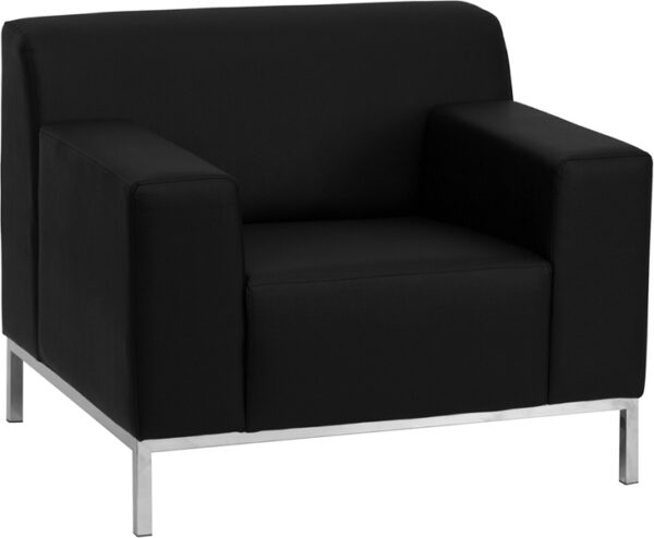 Wholesale HERCULES Definity Series Contemporary Black Leather Chair with Stainless Steel Frame