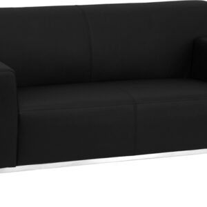 Wholesale HERCULES Definity Series Contemporary Black Leather Loveseat with Stainless Steel Frame