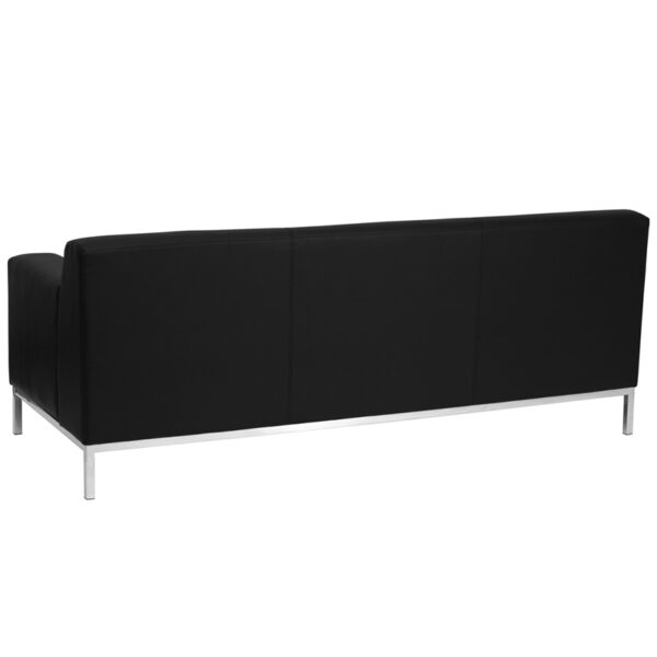 Lowest Price HERCULES Definity Series Contemporary Black Leather Sofa with Stainless Steel Frame