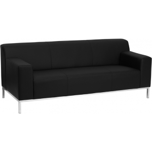 Wholesale HERCULES Definity Series Contemporary Black Leather Sofa with Stainless Steel Frame