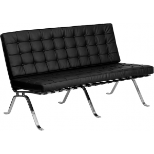 Wholesale HERCULES Flash Series Black Leather Loveseat with Curved Legs