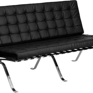 Wholesale HERCULES Flash Series Black Leather Loveseat with Curved Legs