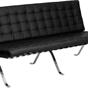 Wholesale HERCULES Flash Series Black Leather Sofa with Curved Legs