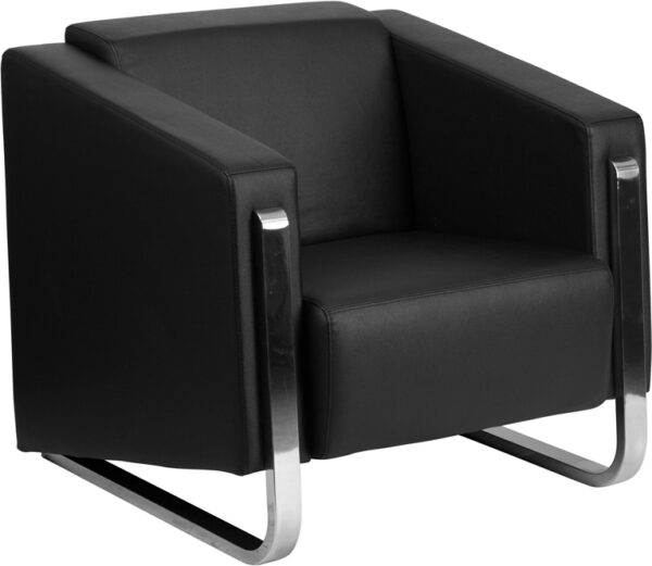 Wholesale HERCULES Gallant Series Contemporary Black Leather Chair with Stainless Steel Frame