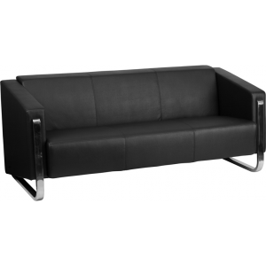 Wholesale HERCULES Gallant Series Contemporary Black Leather Sofa with Stainless Steel Frame
