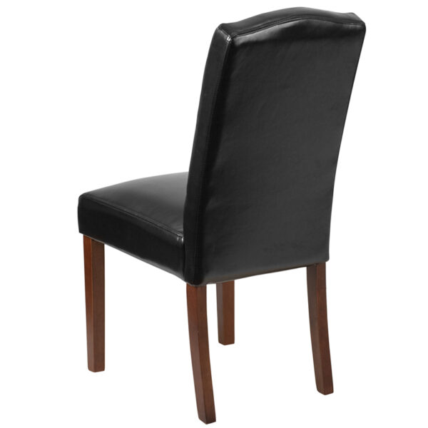 Mid-Century Style Black Leather Parsons Chair