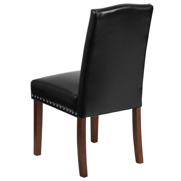 Mid-Century Style Black Leather Parsons Chair