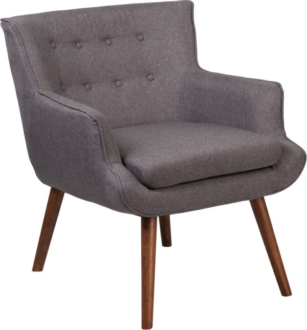 Wholesale HERCULES Hayes Series Gray Fabric Tufted Arm Chair