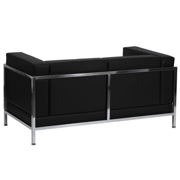 Lowest Price HERCULES Imagination Series Contemporary Black Leather Loveseat with Encasing Frame
