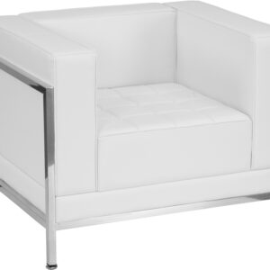Wholesale HERCULES Imagination Series Contemporary Melrose White Leather Chair with Encasing Frame