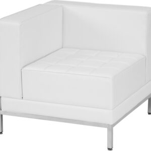 Wholesale HERCULES Imagination Series Contemporary Melrose White Leather Left Corner Chair with Encasing Frame
