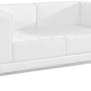 Wholesale HERCULES Imagination Series Contemporary Melrose White Leather Loveseat with Encasing Frame