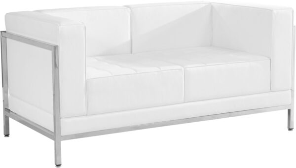 Wholesale HERCULES Imagination Series Contemporary Melrose White Leather Loveseat with Encasing Frame