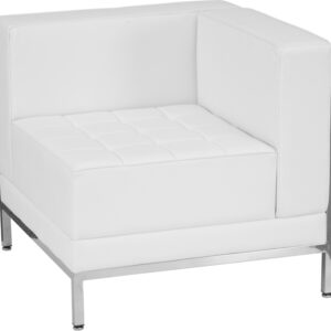 Wholesale HERCULES Imagination Series Contemporary Melrose White Leather Right Corner Chair with Encasing Frame
