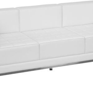 Wholesale HERCULES Imagination Series Contemporary Melrose White Leather Sofa with Encasing Frame