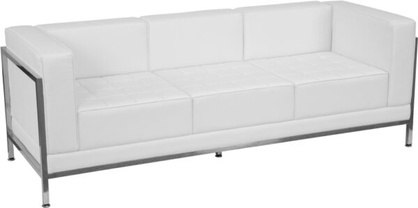 Wholesale HERCULES Imagination Series Contemporary Melrose White Leather Sofa with Encasing Frame