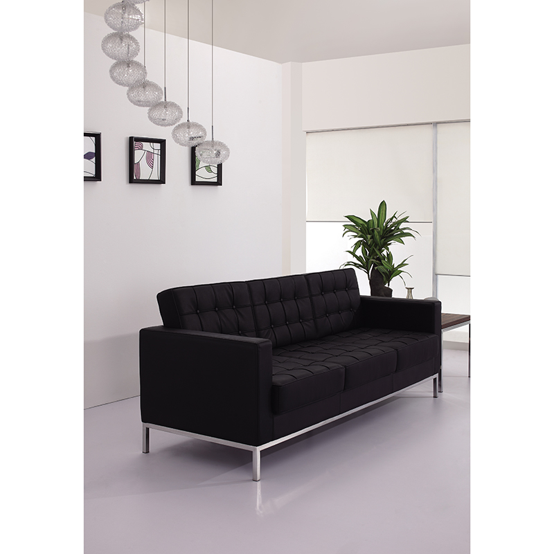 Hercules Lacey Series Contemporary, Contemporary Black Leather Sofa
