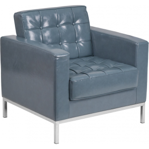 Wholesale HERCULES Lacey Series Contemporary Gray Leather Chair with Stainless Steel Frame