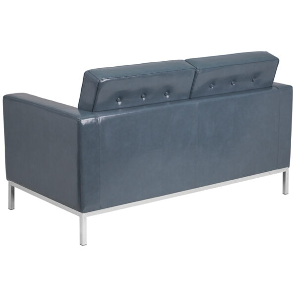 Contemporary Style Gray Leather Loveseat