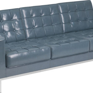 Wholesale HERCULES Lacey Series Contemporary Gray Leather Sofa with Stainless Steel Frame