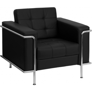 Wholesale HERCULES Lesley Series Contemporary Black Leather Chair with Encasing Frame