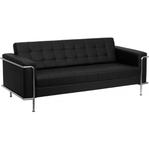 Wholesale HERCULES Lesley Series Contemporary Black Leather Sofa with Encasing Frame