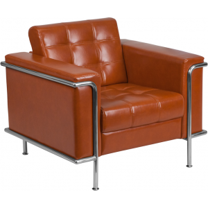 Wholesale HERCULES Lesley Series Contemporary Cognac Leather Chair with Encasing Frame