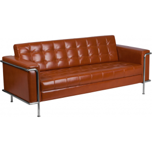 Wholesale HERCULES Lesley Series Contemporary Cognac Leather Sofa with Encasing Frame