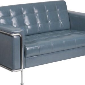 Wholesale HERCULES Lesley Series Contemporary Gray Leather Loveseat with Encasing Frame