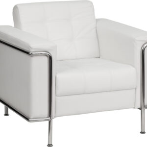 Wholesale HERCULES Lesley Series Contemporary Melrose White Leather Chair with Encasing Frame