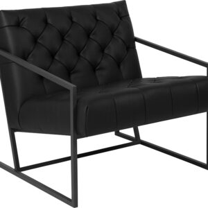 Wholesale HERCULES Madison Series Black Leather Tufted Lounge Chair