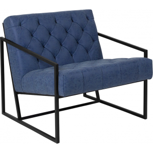 Wholesale HERCULES Madison Series Retro Blue Leather Tufted Lounge Chair