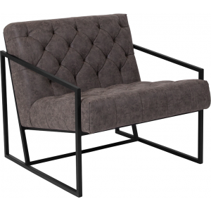 Wholesale HERCULES Madison Series Retro Gray Leather Tufted Lounge Chair