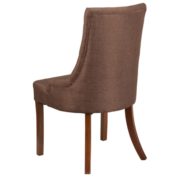 Accent Side Chair Brown Fabric Tufted Chair