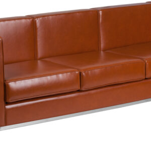 Wholesale HERCULES Regal Series Contemporary Cognac Leather Sofa with Encasing Frame