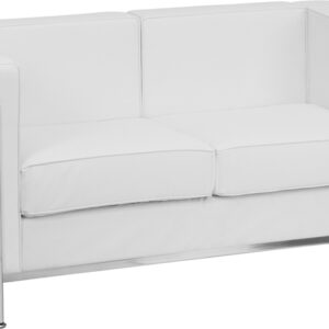 Wholesale HERCULES Regal Series Contemporary Melrose White Leather Loveseat with Encasing Frame