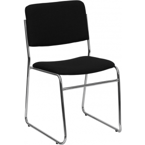 Wholesale HERCULES Series 1000 lb. Capacity Black Fabric High Density Stacking Chair with Chrome Sled Base