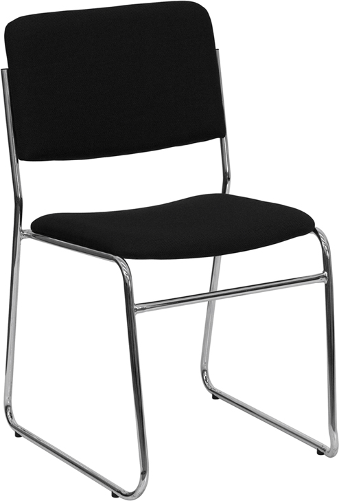 Wholesale HERCULES Series 1000 lb. Capacity Black Fabric High Density Stacking Chair with Chrome Sled Base