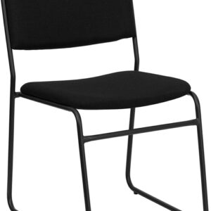 Wholesale HERCULES Series 1000 lb. Capacity High Density Black Fabric Stacking Chair with Sled Base