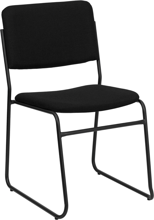 Wholesale HERCULES Series 1000 lb. Capacity High Density Black Fabric Stacking Chair with Sled Base