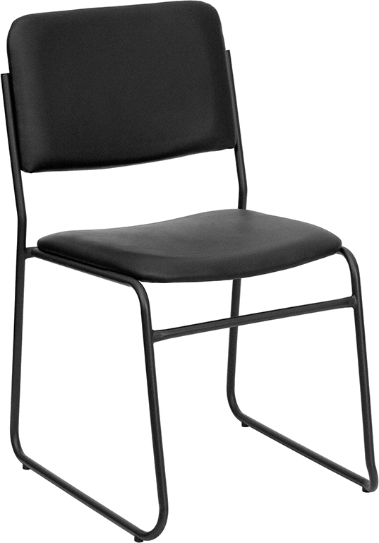 Wholesale HERCULES Series 1000 lb. Capacity High Density Black Vinyl Stacking Chair with Sled Base