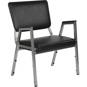 Wholesale HERCULES Series 1500 lb. Rated Black Antimicrobial Vinyl Bariatric Medical Reception Arm Chair with 3/4 Panel Back
