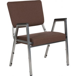 Wholesale HERCULES Series 1500 lb. Rated Brown Antimicrobial Fabric Bariatric Medical Reception Arm Chair with 3/4 Panel Back