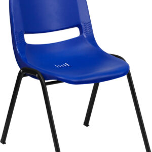 Wholesale HERCULES Series 440 lb. Capacity Kid's Navy Ergonomic Shell Stack Chair with Black Frame and 12" Seat Height