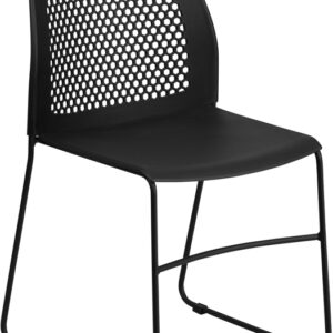Wholesale HERCULES Series 661 lb. Capacity Black Sled Base Stack Chair with Air-Vent Back