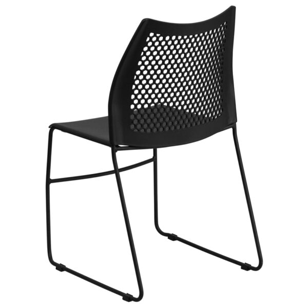 Multipurpose Stack Chair Black Plastic Sled Stack Chair
