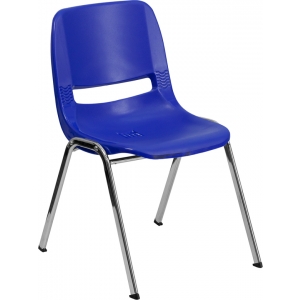 Wholesale HERCULES Series 661 lb. Capacity Navy Ergonomic Shell Stack Chair with Chrome Frame and 16'' Seat Height