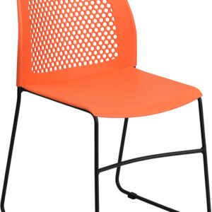 Wholesale HERCULES Series 661 lb. Capacity Orange Sled Base Stack Chair with Air-Vent Back