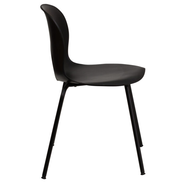 Lowest Price HERCULES Series 770 lb. Capacity Designer Black Plastic Stack Chair with Black Frame